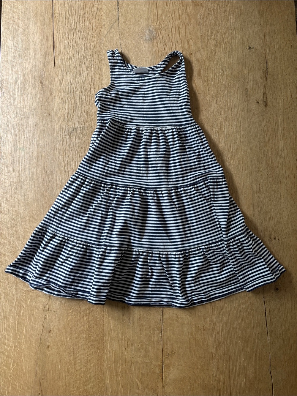 Hanna Andersson Navy and White Striped Tiered Tank Dress size EU 120/6-7 GUC
